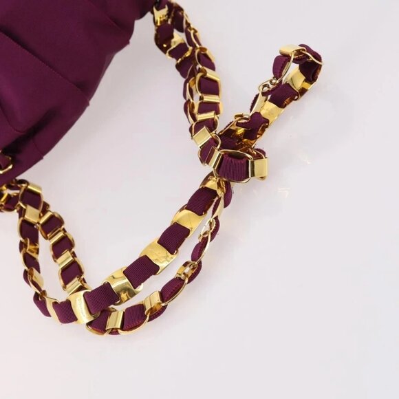 Salvatore Ferragamo Chain Backpack Canvas Purple Gold Auth gh681 main image 12